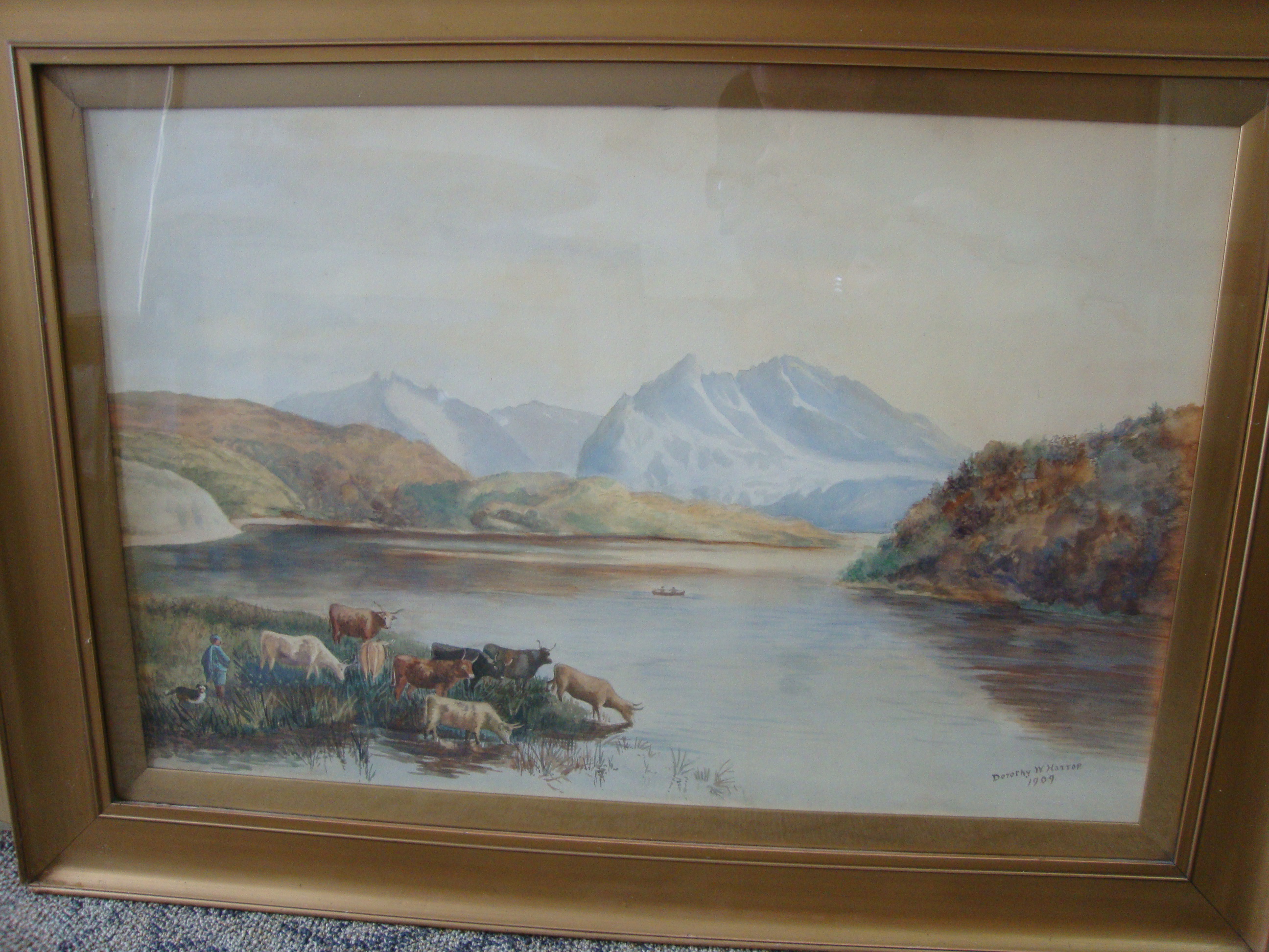 Dorothy W Hattop - Highland Scene, watercolour. 32" x 21". Signed on front "Dorothy W Hattop - Image 3 of 5