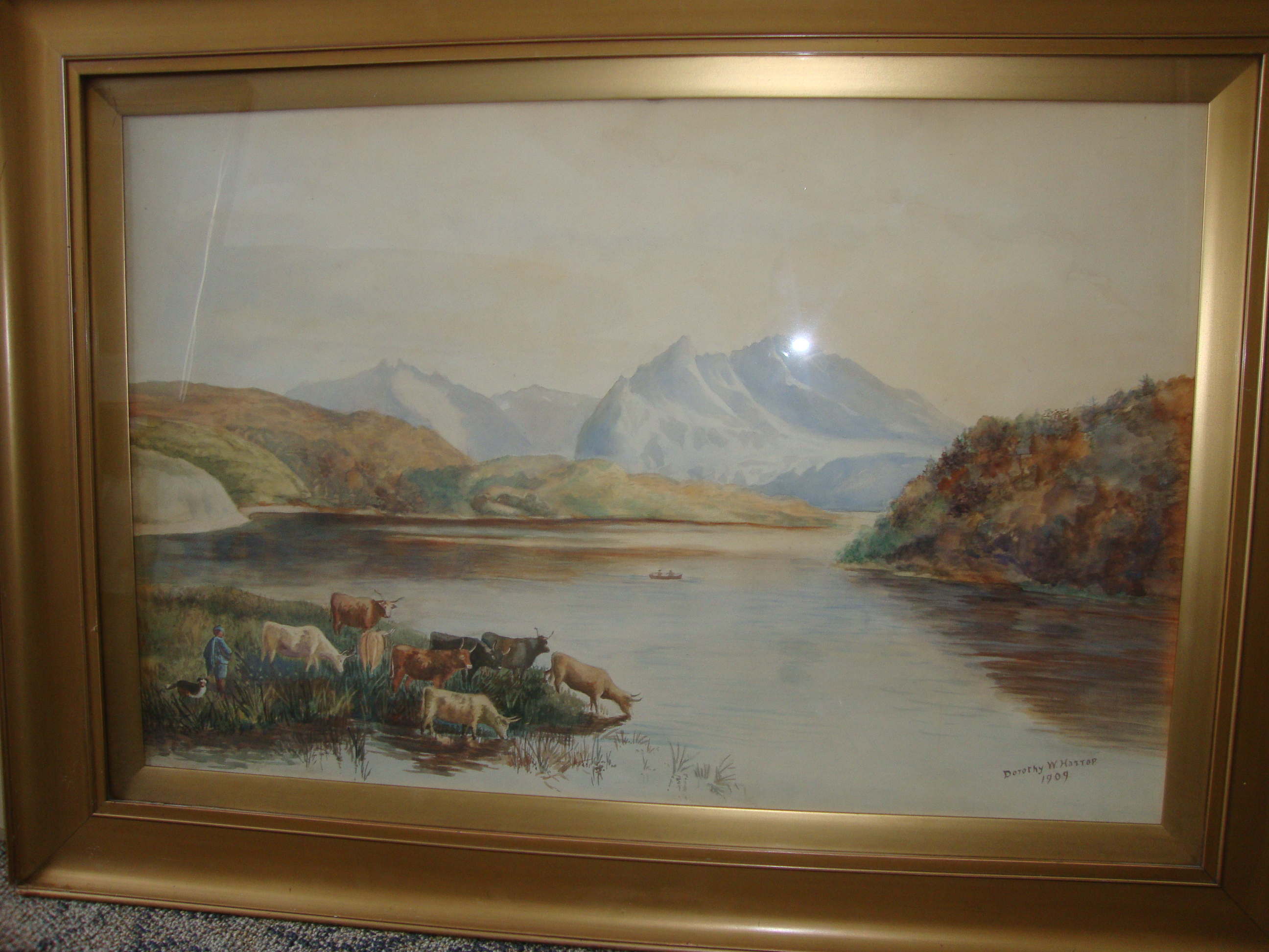 Dorothy W Hattop - Highland Scene, watercolour. 32" x 21". Signed on front "Dorothy W Hattop - Image 4 of 5