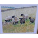 Charles Simpson (British, 1952) - Suffolk Lambs And Turnips, mixed media. 15" x 16". Signed on front