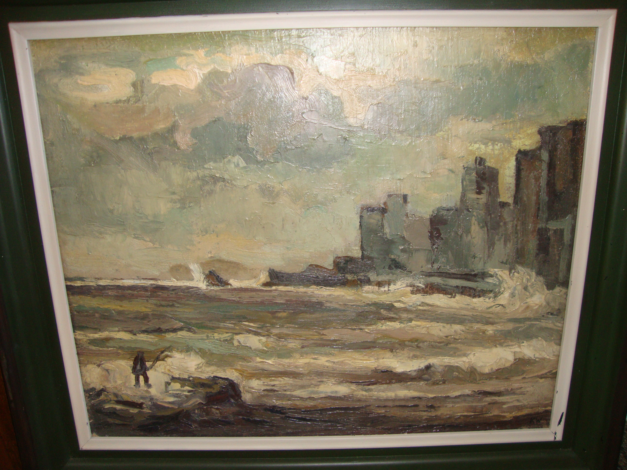 Sir Kyffin Williams KBA RA (British, 1918-2006) - Fishing Penmon, oil on canvas. - Image 3 of 13