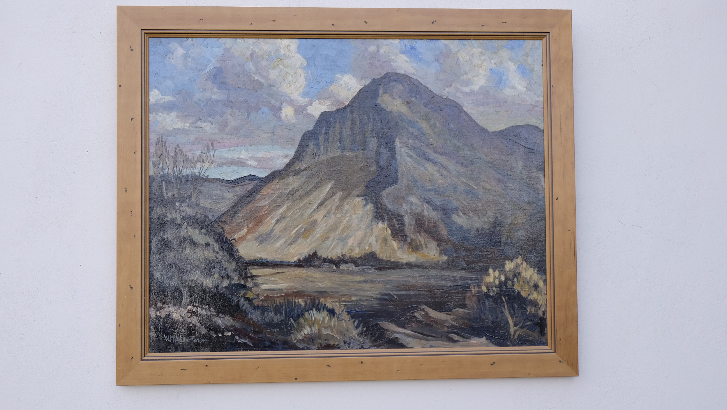 W M Allistair Turner - Mountain Scene, oil on canvas. 28" x 22". Signed front bottom left corner.