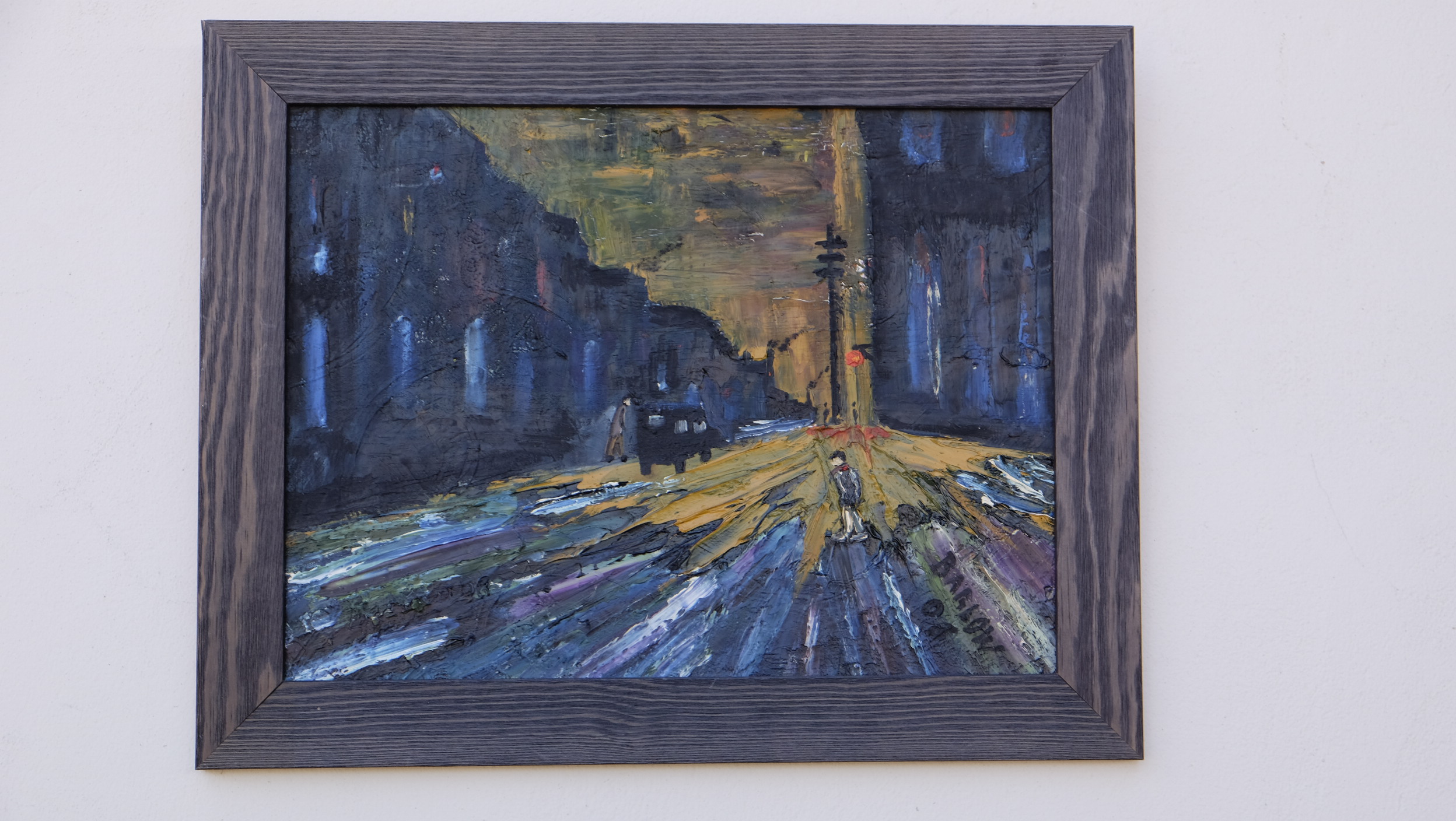 Albert Barlow - Street Scene, oil on board. 11" x 15". Signed on front "Barlow 08" (or possibly 03).