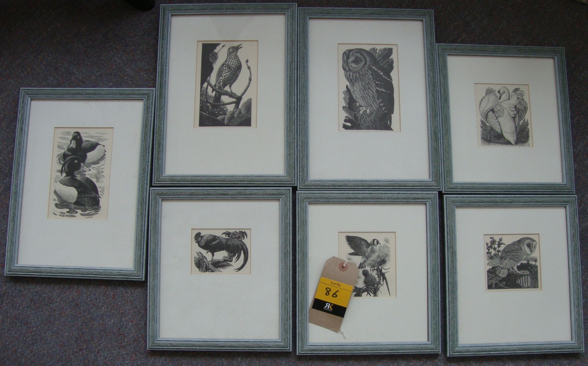 Charles Frederick Tunnicliffe - 7 etchings from Book of Birds. Various sizes from 3" x 3" to 6" x - Image 2 of 9