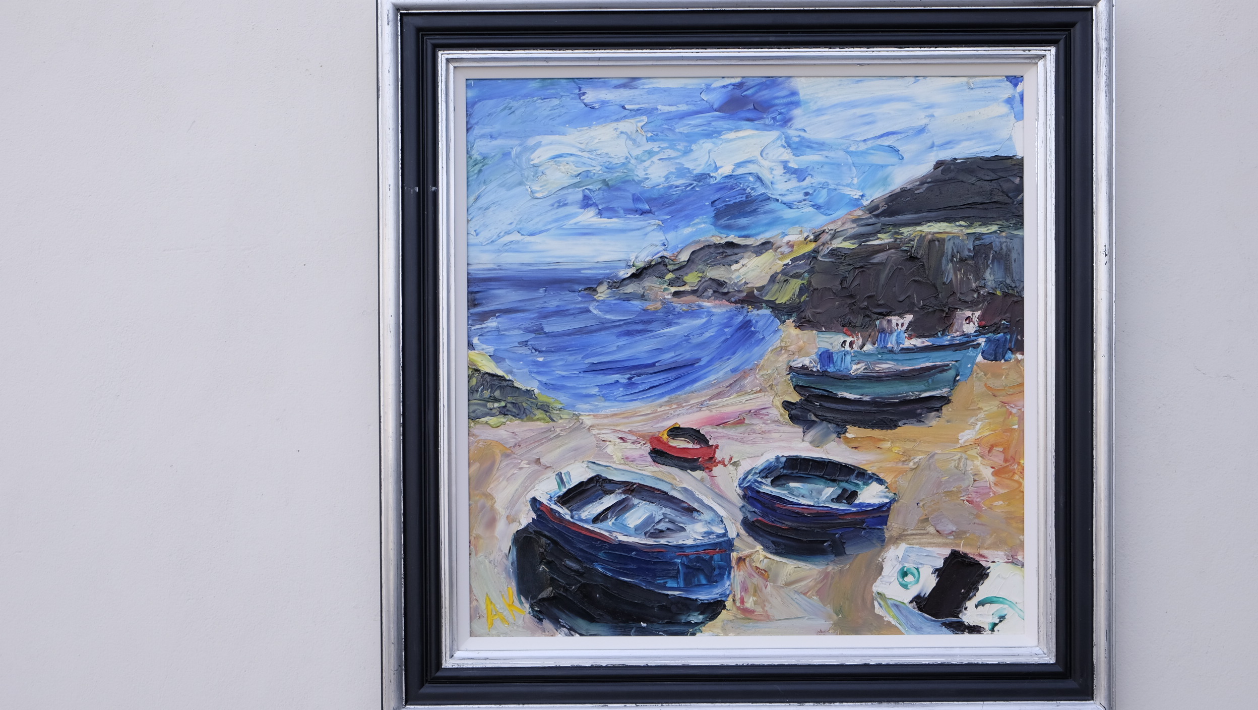 Alan Knight (British, 1949) - Cadgwith Cove, Cornwall. 2008, oil on board. 25" x 24". Initialled