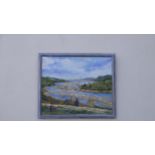 Peter Moore - Along The River Conwy. 2002/3, oil on canvas. 23" x 18". Signed twice on front