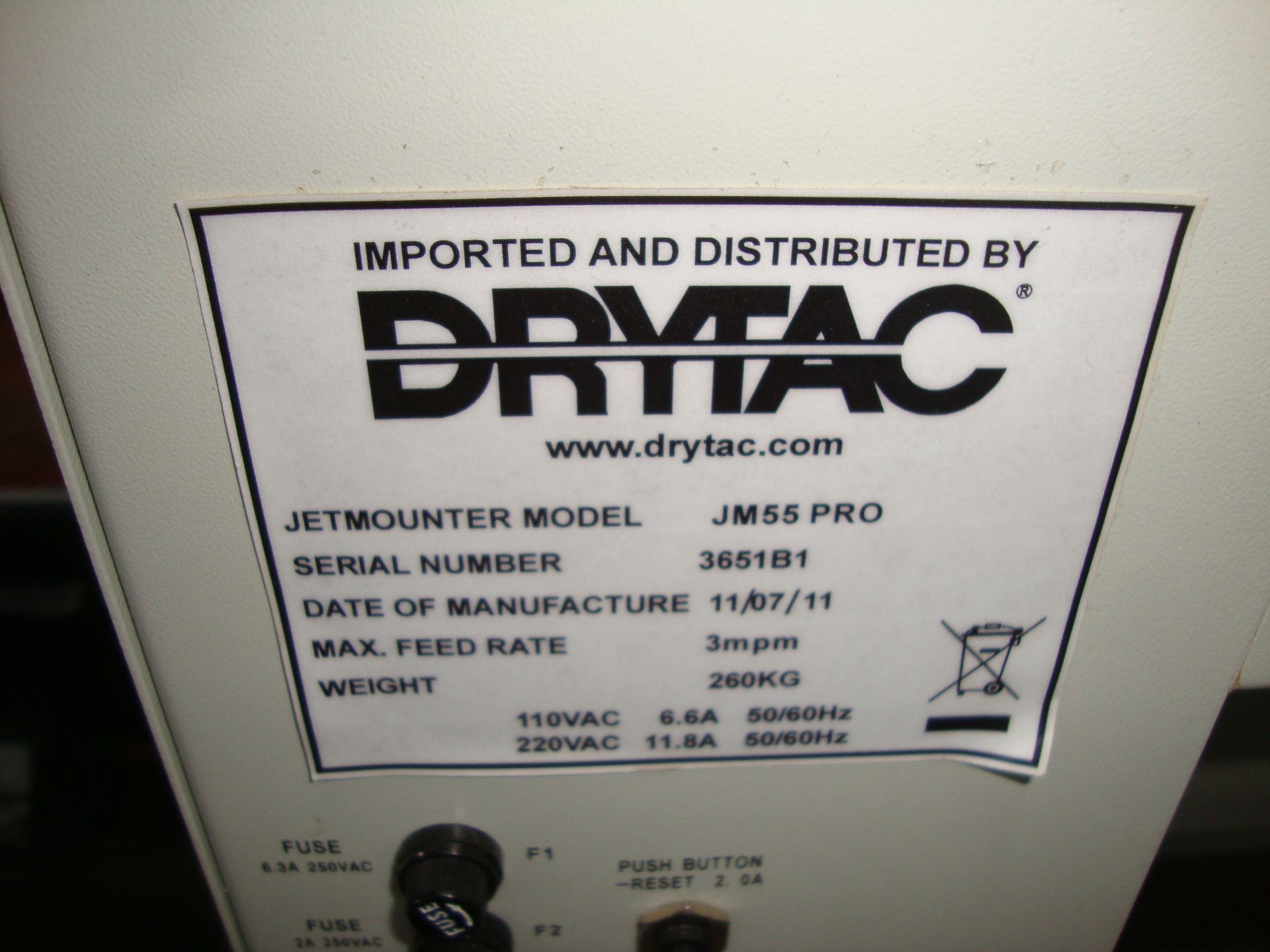 2011 Drytac JetMounter model JM55 Pro wide format electric laminator, serial number 3651B1, date - Image 6 of 7