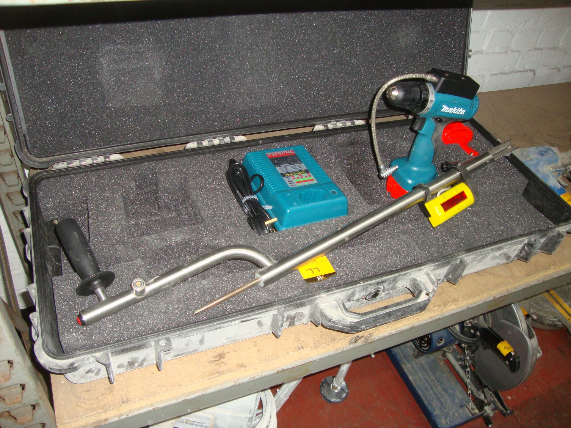 Custom Makita toolset in pelican case comprising cordless driver with twin batteries & charger