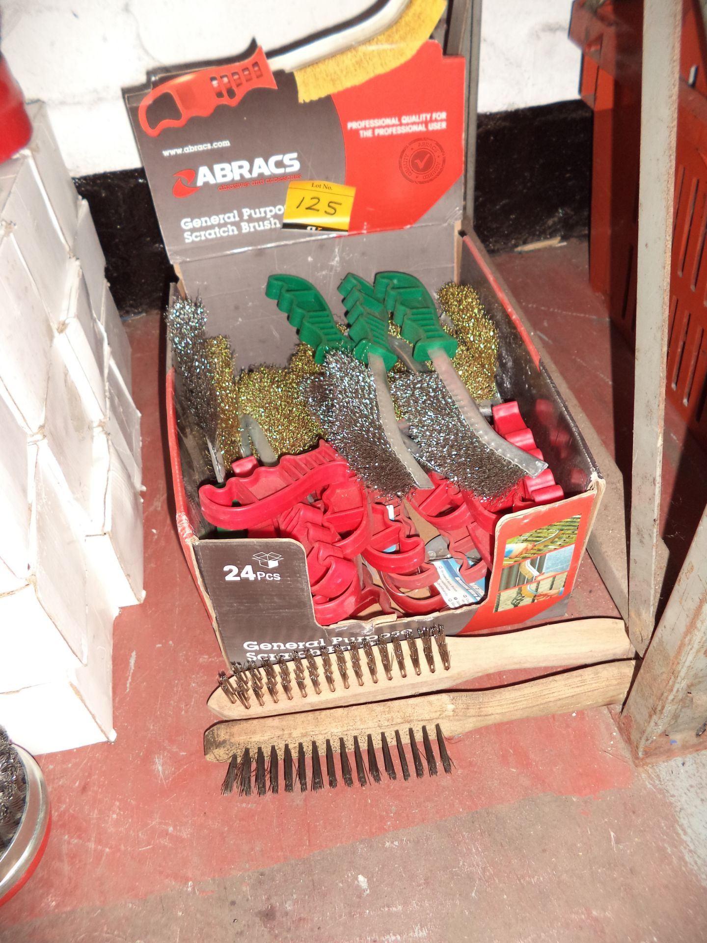 Quantity of assorted scratch & wire brushes comprising a cardboard display box & its contents plus