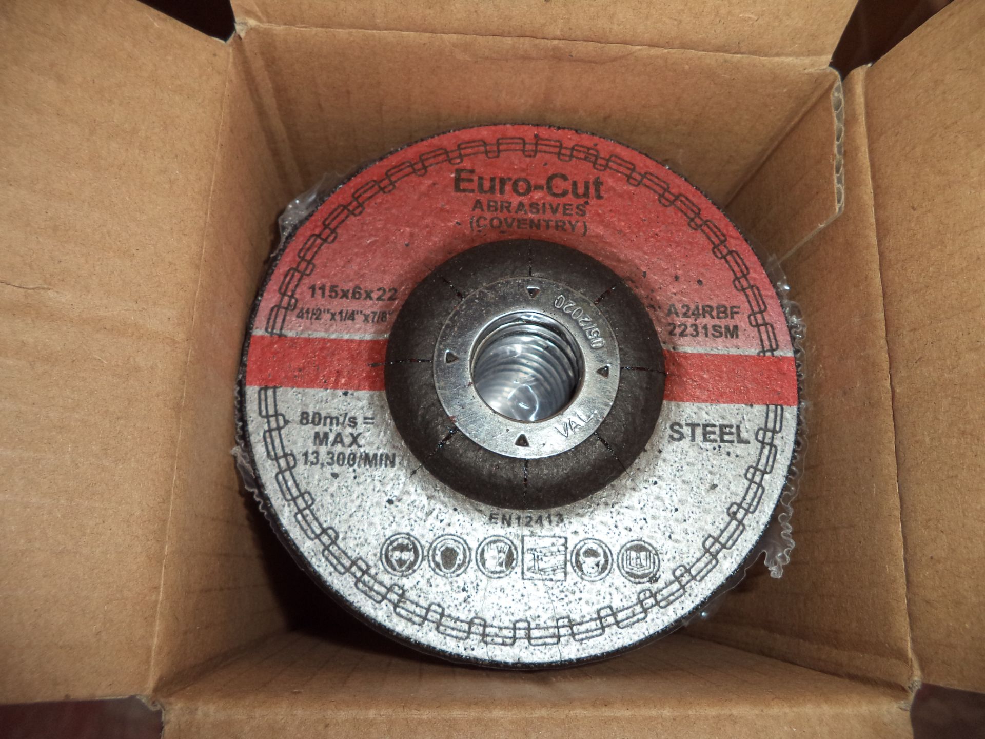 72 off Euro-cut Abrasives 115 x 6 x 22 steel discs IMPORTANT: Please remember goods successfully bid - Image 2 of 2