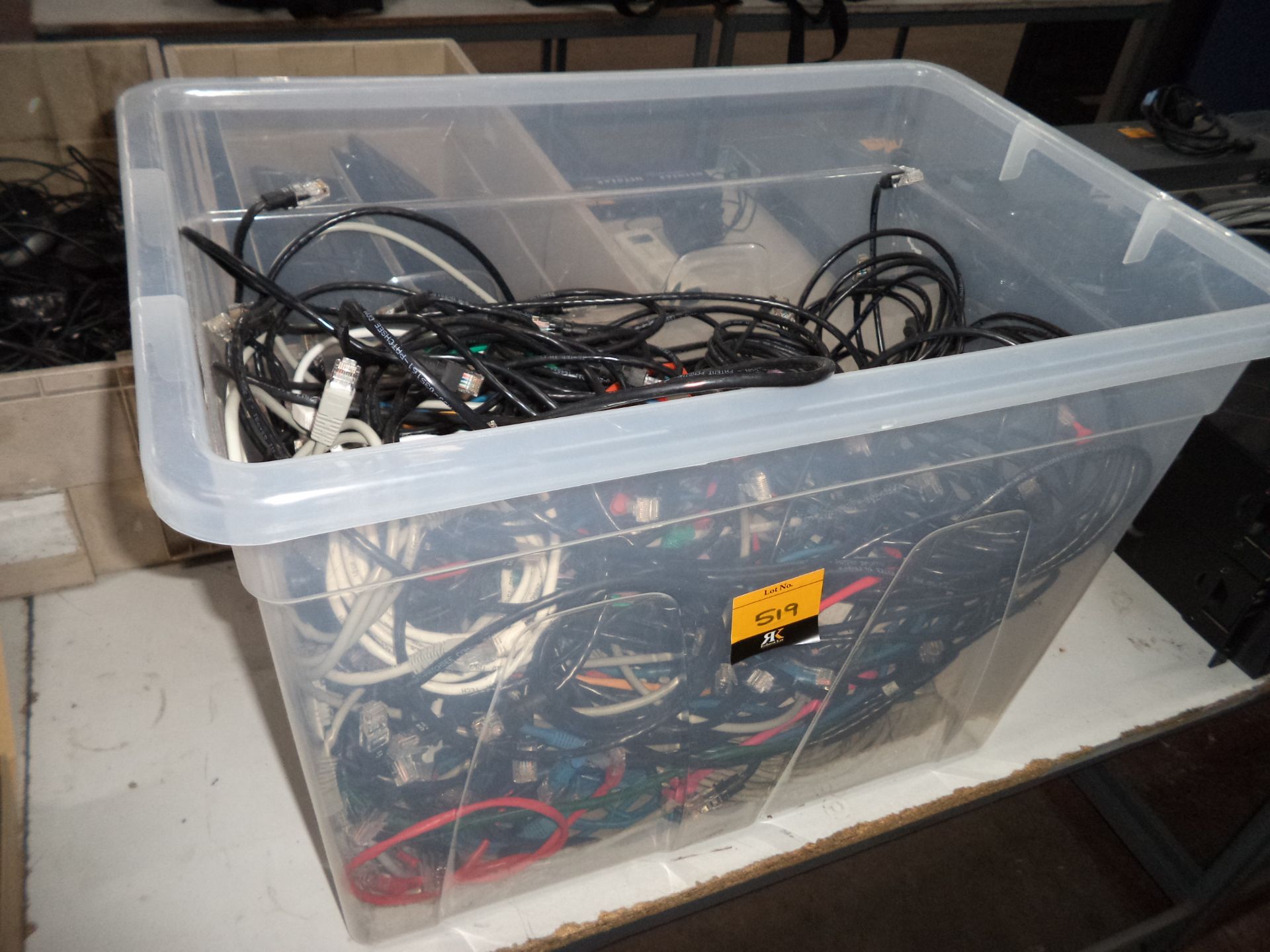 The contents of a crate of assorted network cables IMPORTANT: Please remember goods successfully bid