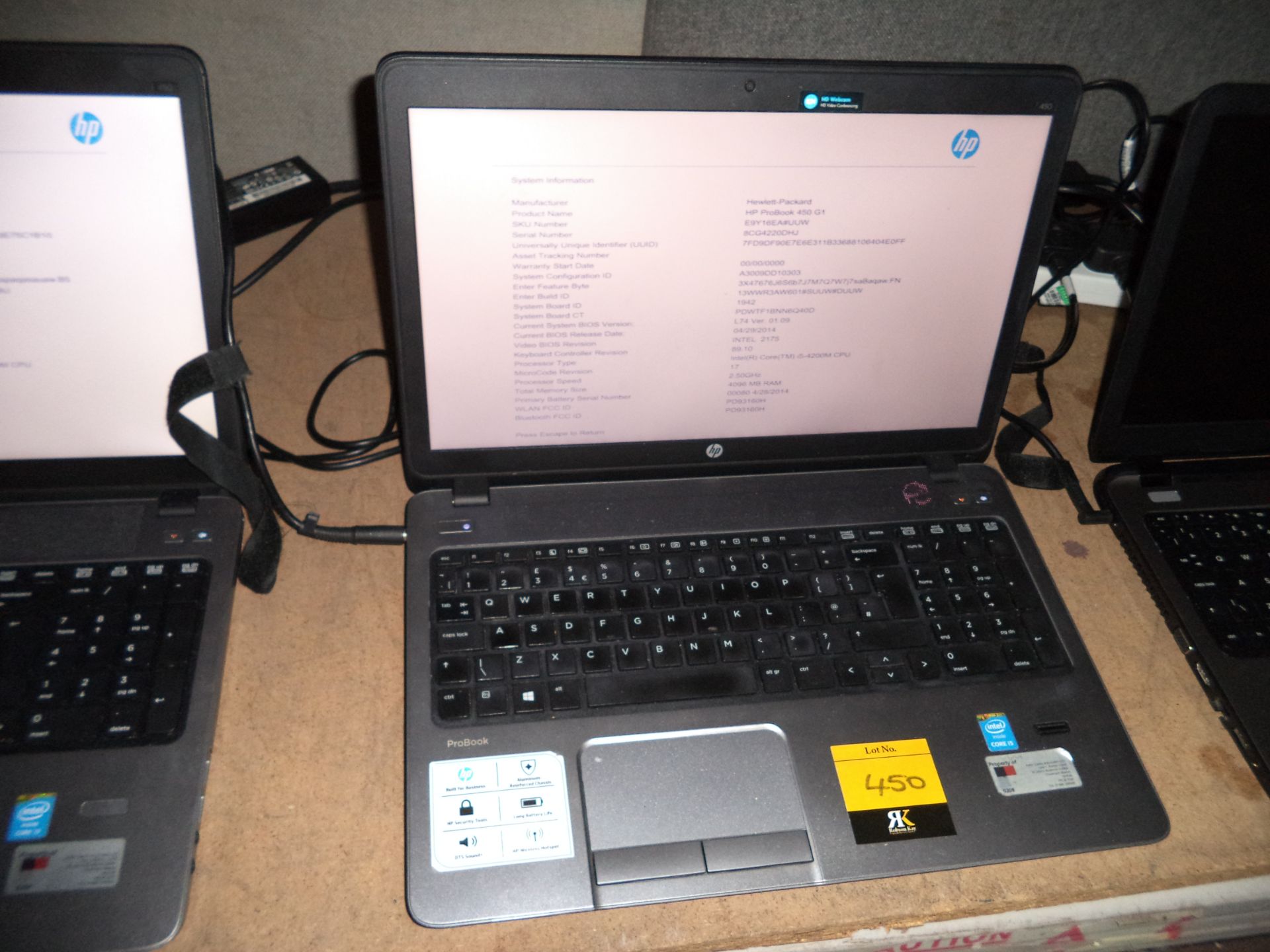 HP ProBook 450G1 notebook computer with Intel Core i5-4200M CPU @ 2.50GHz, 4Gb RAM, 15.6" widescreen