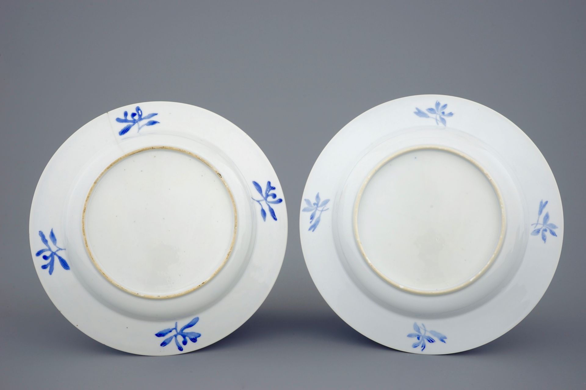 A pair of Chinese overglaze blue and gilt eggshell porcelain plates, Yongzheng, [...] - Image 2 of 2