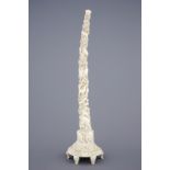 A large Indian ivory carving of animals, ca. 1900 - H.: 80 cm - Dia.: 19 cm (the base) -