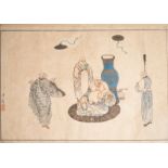 Signed Hua Ziyou, Chinese ink and watercolor on paper, 19th C. Dim.: 37,5 x 51,5 cm - Dim.: 35,5 x