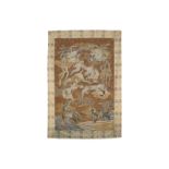 A Japanese embroidered silk wall hanging panel with tigers, dragons and phoenixes, Edo/Meiji, 19th