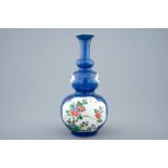 A Chinese famille verte powder blue triple gourd vase, Kangxi H.: 24 cm Condition reports and high