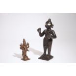 Two bronze figures, India or Nepal, 18/19th C. H.: 25 cm (the tallest figure) Condition reports