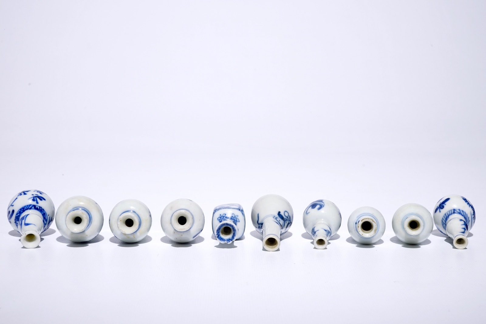 Ten Chinese blue and white miniature dolls house vases, mostly Kangxi H.: 7 cm (the tallest) - Image 2 of 4