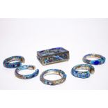 A Chinese enameled silver box and cover and five bracelets, 19th C. L.: 11,5 cm - W.: 8,5 cm - H.: