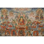 A large thangka, Tibet or Nepal, 19/20th C. Dim.: 94,5 x 129 cm (excl. frame) Condition reports