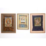 Three various thangka, Tibet or Nepal, 19/20th C. Dim.: 48 x 34 cm (the largest) Condition reports