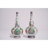 A pair of Chinese famille verte water sprinklers, Kangxi H.: 17 cm Condition reports and high