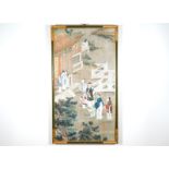 A framed Chinese silk painting of a court scene, 18/19th C. Dim.: 103 x 57,5 cm Condition reports