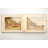 A Japanese photo album with 50 polychrome albumine photos, in original box, 19th C. Dim.: 38 x 29