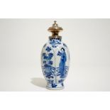 A Chinese blue and white silver mounted teacaddy, Kangxi H.: 19 cm Condition reports and high