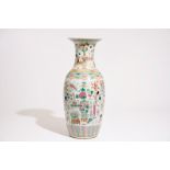A Chinese famille rose vase with "100 antiquities" design, 19th C. H.: 60 cm Condition reports and