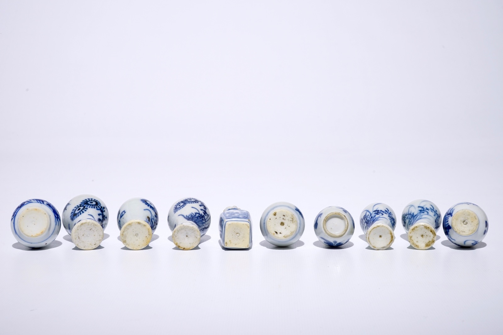 Ten Chinese blue and white miniature dolls house vases, mostly Kangxi H.: 7 cm (the tallest) - Image 4 of 4
