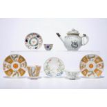 A group of Chinese and Japanese tea wares, incl. a teapot, four cups and three saucers, Kangxi and