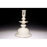 A rare large white Dutch Delft candlestick, 17th C. H.: 22,5 cm Condition reports and high