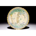 A polychrome Dutch maiolica plate with Adam and Eve, ca. 1600 Dia.: 24,5 cm Condition reports and