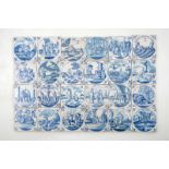 A set of 24 Dutch Delft blue and white biblical tiles, 18th C. Dim.: Ca. 13 x 13 cm each Condition