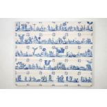 A panel of 30 blue and white Dutch Delft tiles, Rotterdam, late 17th C. Dim.: 76,5 x 63,5 cm