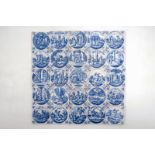 A set of 25 Dutch Delft blue and white biblical tiles, 18th C. Dim.: Ca. 13 x 13 cm each Condition