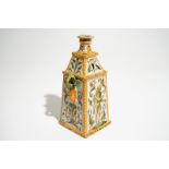 A square Italian maiolica bottle vase, Urbino, 16th C. H.: 25,5 cm Condition reports and high