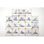 A set of 18 Dutch Delft blue and white biblical tiles, 17/18th C. Dim.: Ca. 13 x 13 cm each