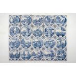 A set of 20 Dutch Delft blue and white biblical tiles, Utrecht, 18th C. Dim.: 13 x 13 cm each