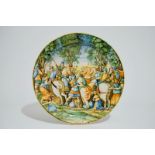 A large Italian maiolica "Istoriato" charger, Urbino, 1540-1560 Dia.: 39,5 cm Depicting the