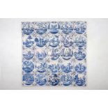 A set of 25 blue and white Dutch Delft biblical tiles, 18th C. Dim.: ca. 12,5 x 12,5 cm each