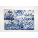 A set of 6 blue and white Dutch Delft biblical tiles, mostly Rotterdam, 18th C. Dim.: ca. 13 x 13 cm