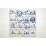 A set of 16 Dutch Delft blue and white biblical tiles, 17/18th C. Dim.: Ca. 13 x 13 cm each