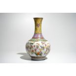 A Chinese famille rose "100 boys" bottle vase, Guangxu mark, 20th C.