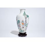 A Chinese famille rose warriors vase, Ju Ren Tang mark, Republic, 20th C.