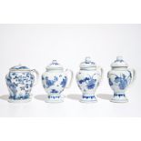 A set of three Chinese blue and white Hatcher cargo type mustard jars & covers, Transitional period