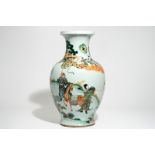 A large Chinese famille verte "Immortals" vase, 19th C.