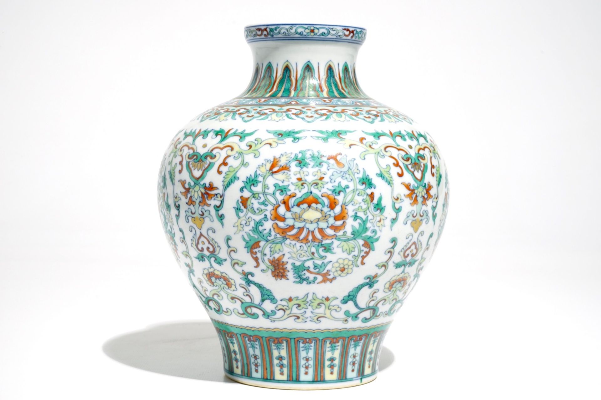 A Chinese doucai vase, Qianlong mark, 20th C. - Image 3 of 6