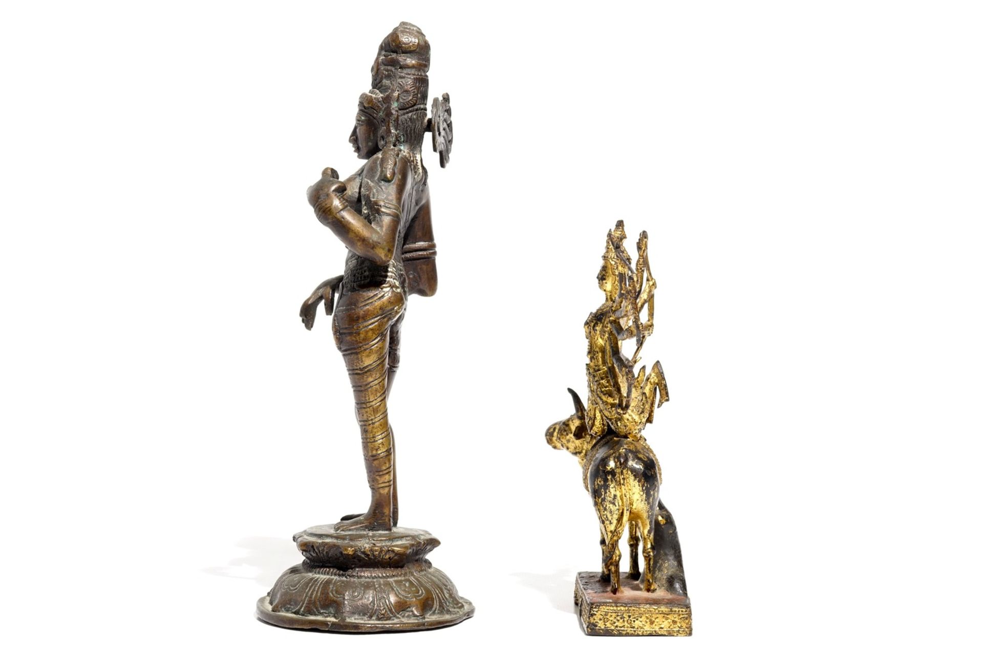 A bronze model of Shiva and a gilt bronze of Shiva on Nandi, India, 19th C. - Image 5 of 7